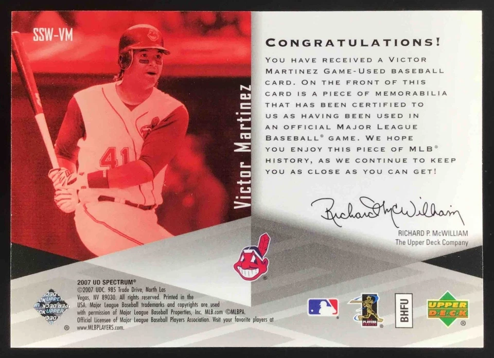 Victor Martinez 2007 Upper Deck Spectrum Swatches Game Used MEM /199 #SSW-VM - Image 2 of 4
