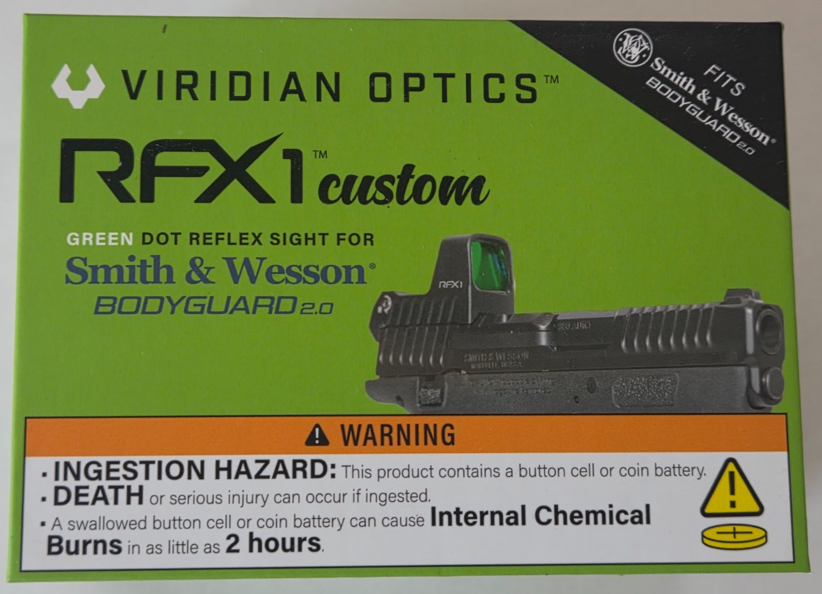VIRIDIAN Green Dot Optic RFX1 3moa Bodyguard 2.0 S&W 380 ACP