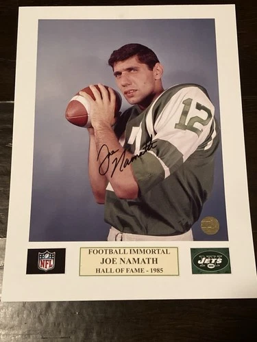 Joe Namath Autographed “JETS” Signed 8x10 Photo In A 11x14 Matt. COA.HOF