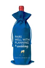 Blue J14 Mr and Mrs Wine Bag, Wedding Gift, Engagement Party Gift, Burlap
