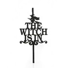  Metal Wreath Hanger, Black, 'The Witch is in', Halloween Collection, 18 Inches 