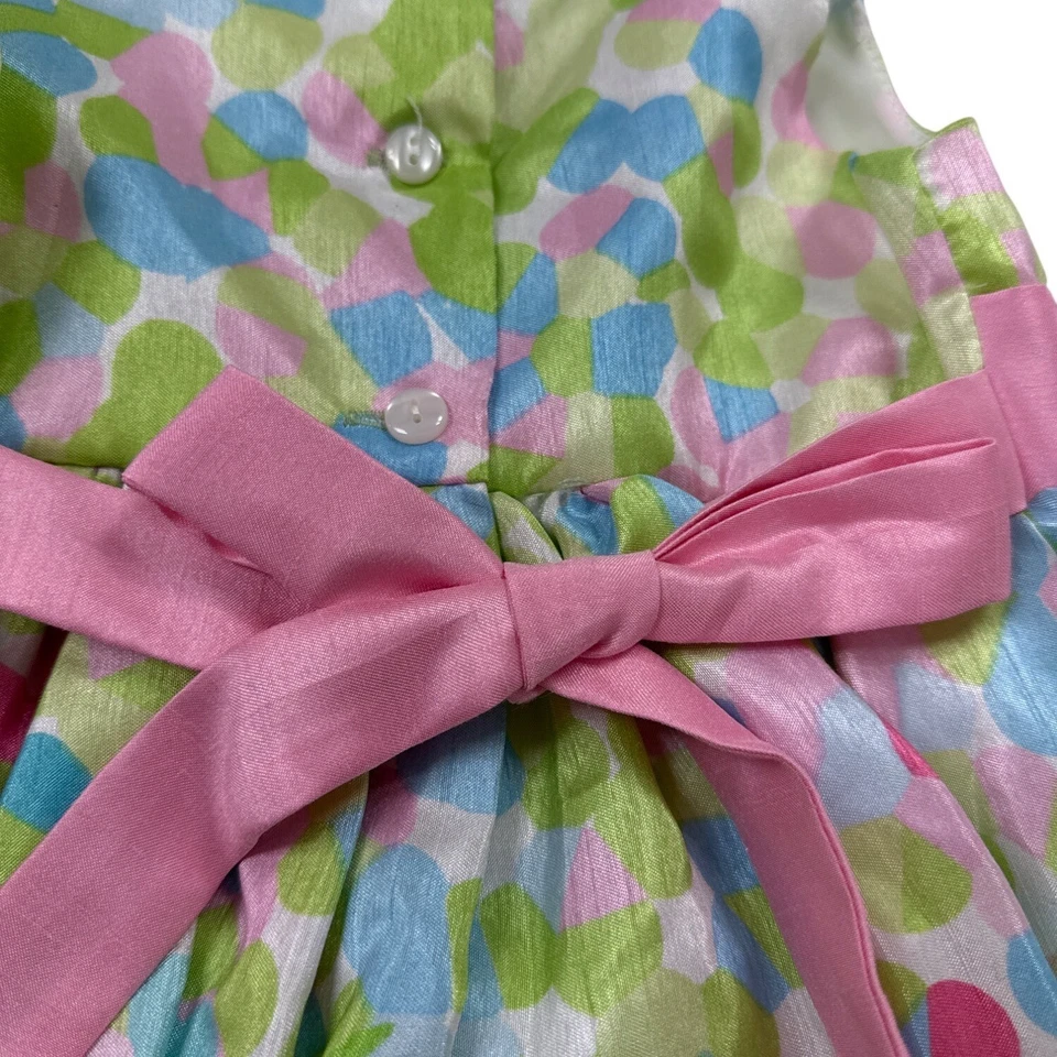 Jona Michelle 女孩粉色和绿色花卉及膝连衣裙,尺寸 4T - 全新 — 第 4/4 张图片