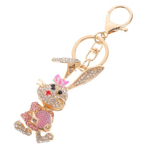 Rabbit Key Chain Rhinestone Animal Key Ring Backpack Pendant Key ...