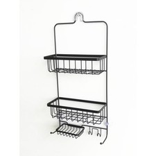Bathroom Shower Caddy Black Rust-Resistant Hanging Organizer, PVC  Steel Shelf
