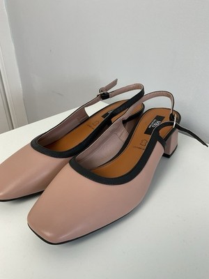 M&S Damen-Sandalen Leder-Slingback Größe 6,5 neu rot schwarz Sommer