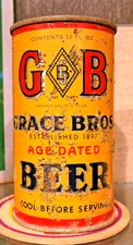 1935 GB GRACE BROS IRTP FLAT TOP BEER CAN SANTA ROSA CALIFORNIA OI EMPTY