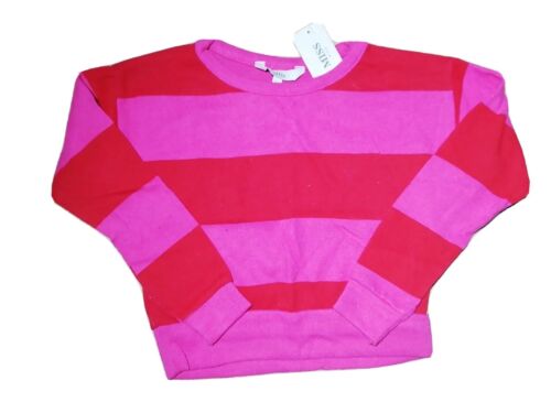 Girls Jumper Pullover Top Peacocks Red Rose Striped 6-7 Up To 13-14 Years - Picture 1 of 7