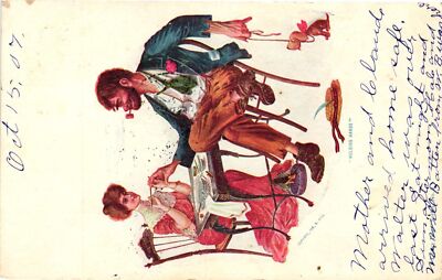 Vintage Postcard- A man getting his nails done, Holding Hands Early 1900s