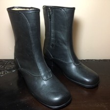 Vintage Sears Rain Boots Womens 9 M Black Waterproof to Top Zip Up Sherpa Lining
