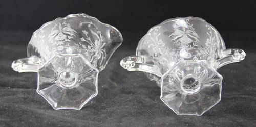 Vintage HEISEY geätztes ELEGANTES Glas Orchideenmuster SAHNEKÄNNCHEN & ZUCKERDOSE  - Bild 12 von 12