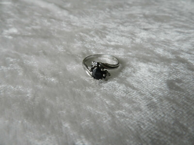 Ancienne Bague Alliance En Argent Massif - Sertie De Brillants Et Jais - Taille 55 - Occasion, Femme