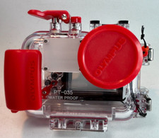 Olympus PT-035 Underwater Camera Housing Red Water Proof Airtight Heavy Duty