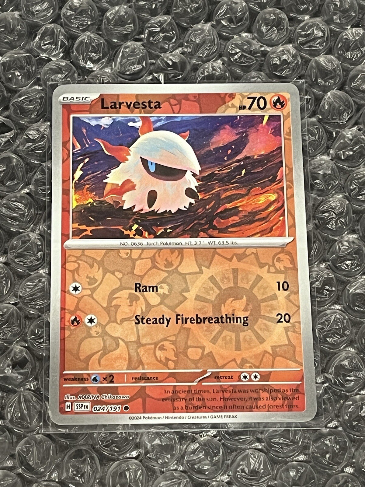 Larvesta 024 Sv08: Surging Sparks Reverse Holo Pokemon NM