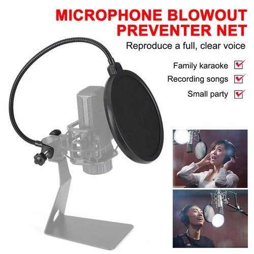 Universal Audio Microphone Pop Filter Dual Layer Mic Shield With Gooseneck Clip
