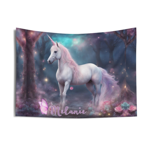 Unicorn Tapestry, Personalised Wall Hanging, Girl's Room Decor, Horse Art - Picture 1 of 7