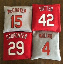 4 CORNHOLE BAGS sga st louis cardinals NEW promo item bean RED  GREY giveaway