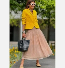 ZARA WOMAN BNWT HIGH-WAIST ORGANZA MIDI SKIRT PALE PINK S,M 3920/058 SS24