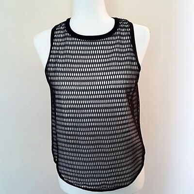 Willow & Clay Tank Top Womens Size S Black Lace Overlay White Sleeveless NEW