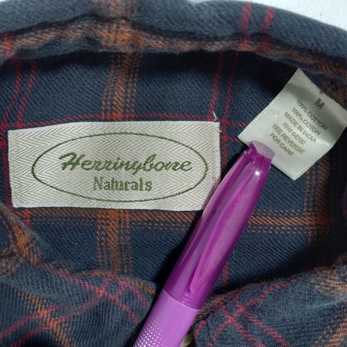 Herringbone Shirt Men's Medium Naturals Button Down LS Dadcore Plaid - Picture 5 of 10