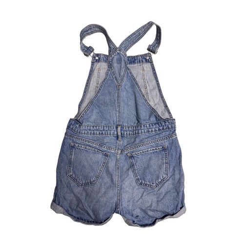 GAP Kids Denim Overalls Distressed Ripped Cuffed Jean Shorts L - Picture 4 of 4