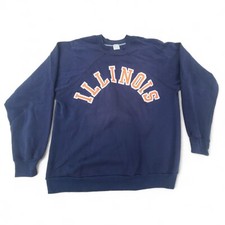 Vintage 80-90s Illinois Champion Orange Blue Sweatshirt Throwback USA     Sz L