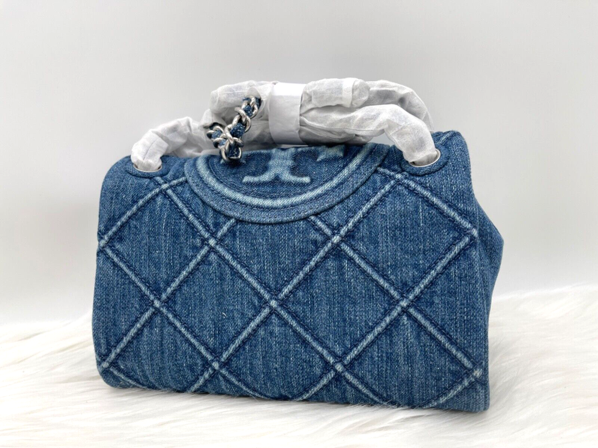 ●Fallett● Asymmetric bag denim light blue FA2401BG12BL Women's 1DR - Iconic shoulder bag in denim and crystals