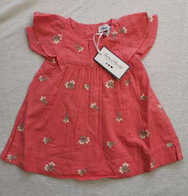 Tartine Et Chocolat Baby Girl's Rose Magnolia Pink Floral Dress New With Tags