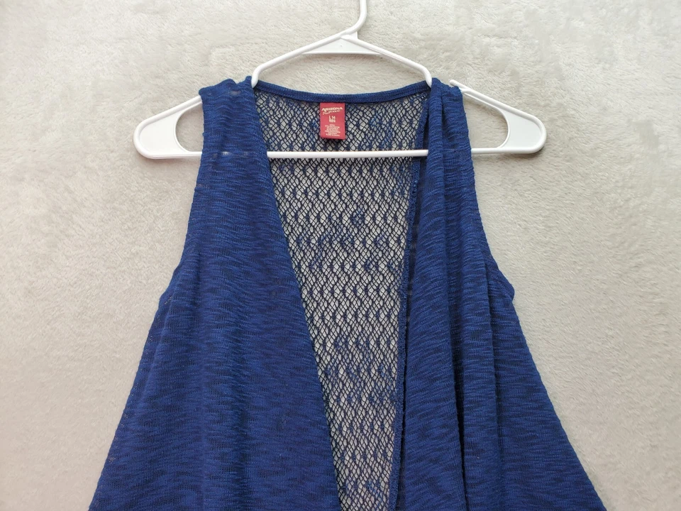 Cárdigan AriZona Niñas Grande Azul Tejido Crochet Poliéster Manga Larga Frente Abierto Foto 4 de 4