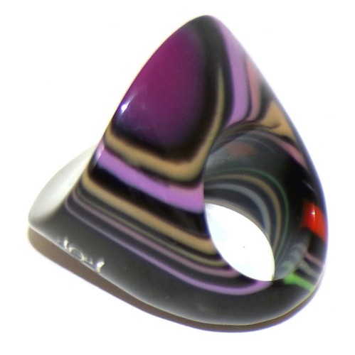 Sobral Rare Retroz Darning Black & Art Deco Stripes Artist Made Ring Size 6.5 - Picture 6 of 9