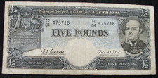 1960 Coombs - Wilson £5 pound , RBA Five pound  TC04 475716