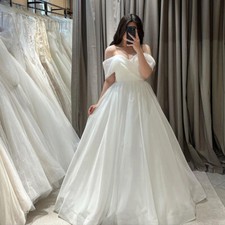 Simple A-line Wedding Dresses Strapless Off Shoulder Floor Length Bridal Gowns