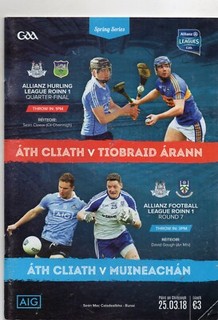 GAA HURLING DUBLIN V TIPPERARY ALLIANZ LEAGUE 25/3/2018 MONAGHAN FOOTBALL