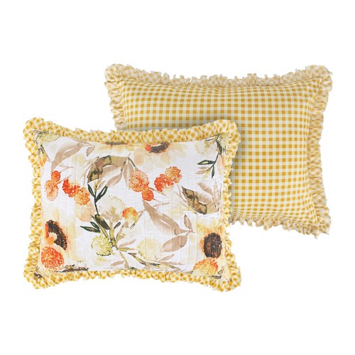 Somerset Ruffle-Trimmed Quilted Reversible Pillow Sham Gold by Greenland Home