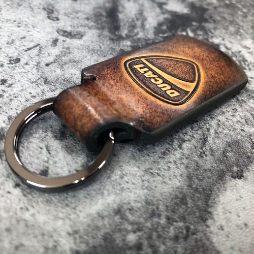 Handmade leather keychain with DUCATI logo. 1EA - Picture 4 of 8