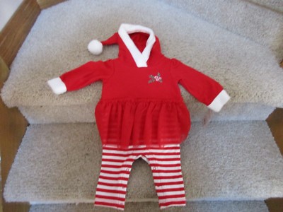 aby Cat & Jack wowzer red 535310 infant christmas dress holly one piece hood
