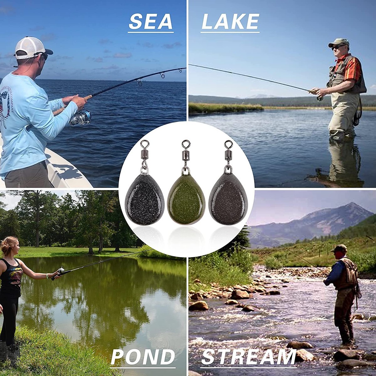 Carp Fishing Weights Flat Pear Lead Course Pike Smooth 5_10  PACK