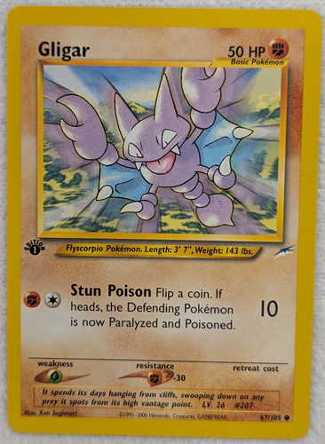 2000 Gligar #67 Neo Destiny Regular Pokemon Card Common 1st Edition