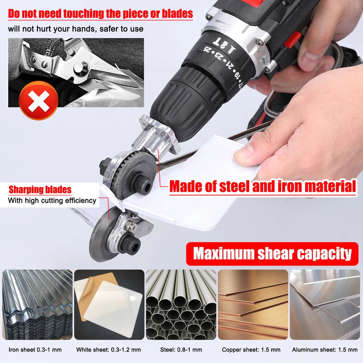 Multi-purpose Electric Drill Plate Cutter Metal Nibbler Drill