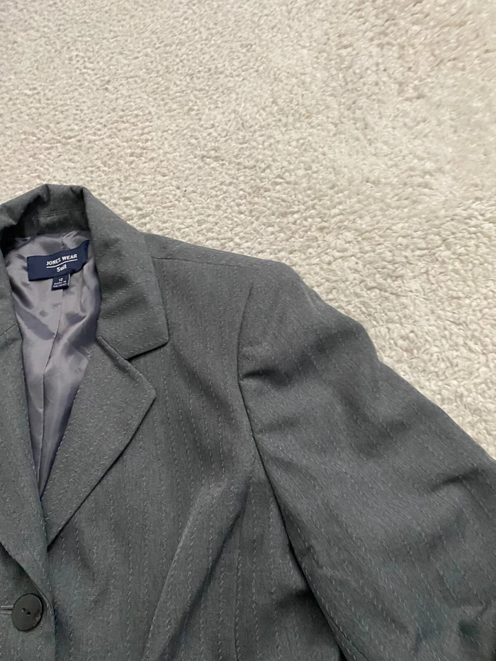 Traje Jones Wear Mujer Manga Larga Forrado Muesca Blazer Gris Talla 12 Foto 4 de 4