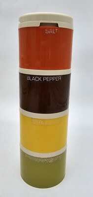 Tupperware Spice Tower Stacking Spice Shaker Set Lids Harvest Vintage Kitchen 