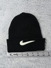 Nike Beanie Toque Youth One Size Black Knit Swoosh 100 Acrylic Run Gym Outdoors