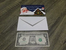 SANTA DOLLAR $1 WITH CARD & ENVELOPE INCLUDES A LETTER TO SANTA HOUSE CARD NEW.
