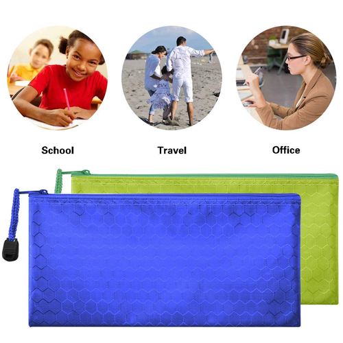 6 Pieces 6 Colors Zipper Waterproof Bag Pencil Pouch for Cosmetic Makeup Bills O - Picture 7 of 9