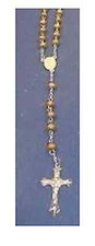 Mini Wooden Bead Rosary With Silver Colored Cross 3 colors avail.