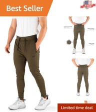 Men's Olive Track Pants with Zipper Storage - Flexible and Breathable Joggers