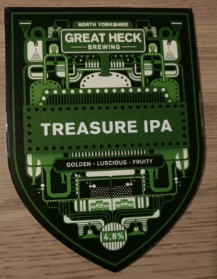 GREAT HECK BREWING - TREASURE IPA - Real Ale/Bitter Pump Clip Front, Homebar