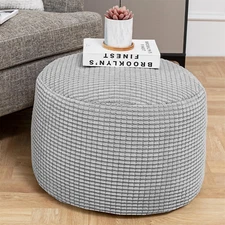 Pouf Ottoman Stuffed High Density Foam Velvet Floor Pouf round Foot Stool 20X12