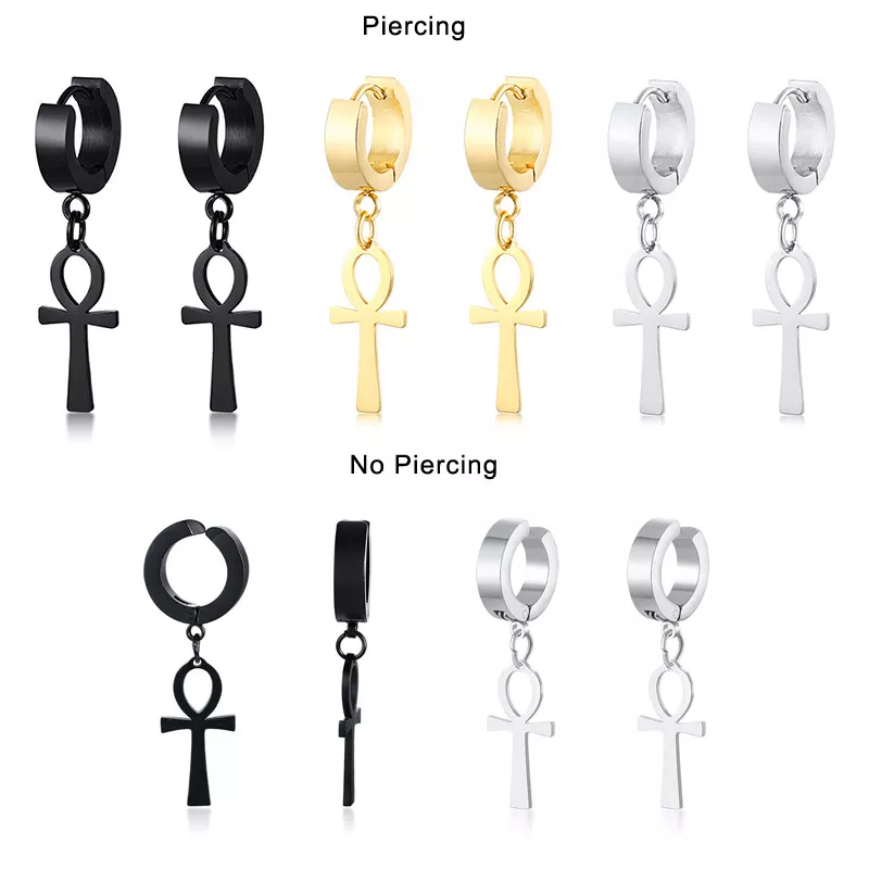 Family cross clip-on earrings