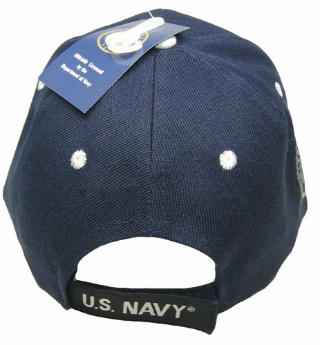 Blue United States US Navy Letters on Bill Emblem Embroidered Hat Cap Licensed - Picture 5 of 6