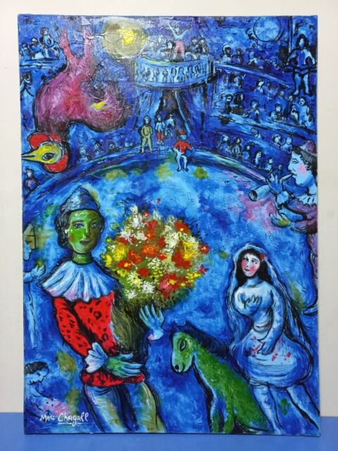 Marc Chagall (Handmade) Oil Painting on canvas signed & stamped Unframed 50x70 Marc Chagall (Handmade) Oil Painting on canvas signed & stamped Unframed 50x70